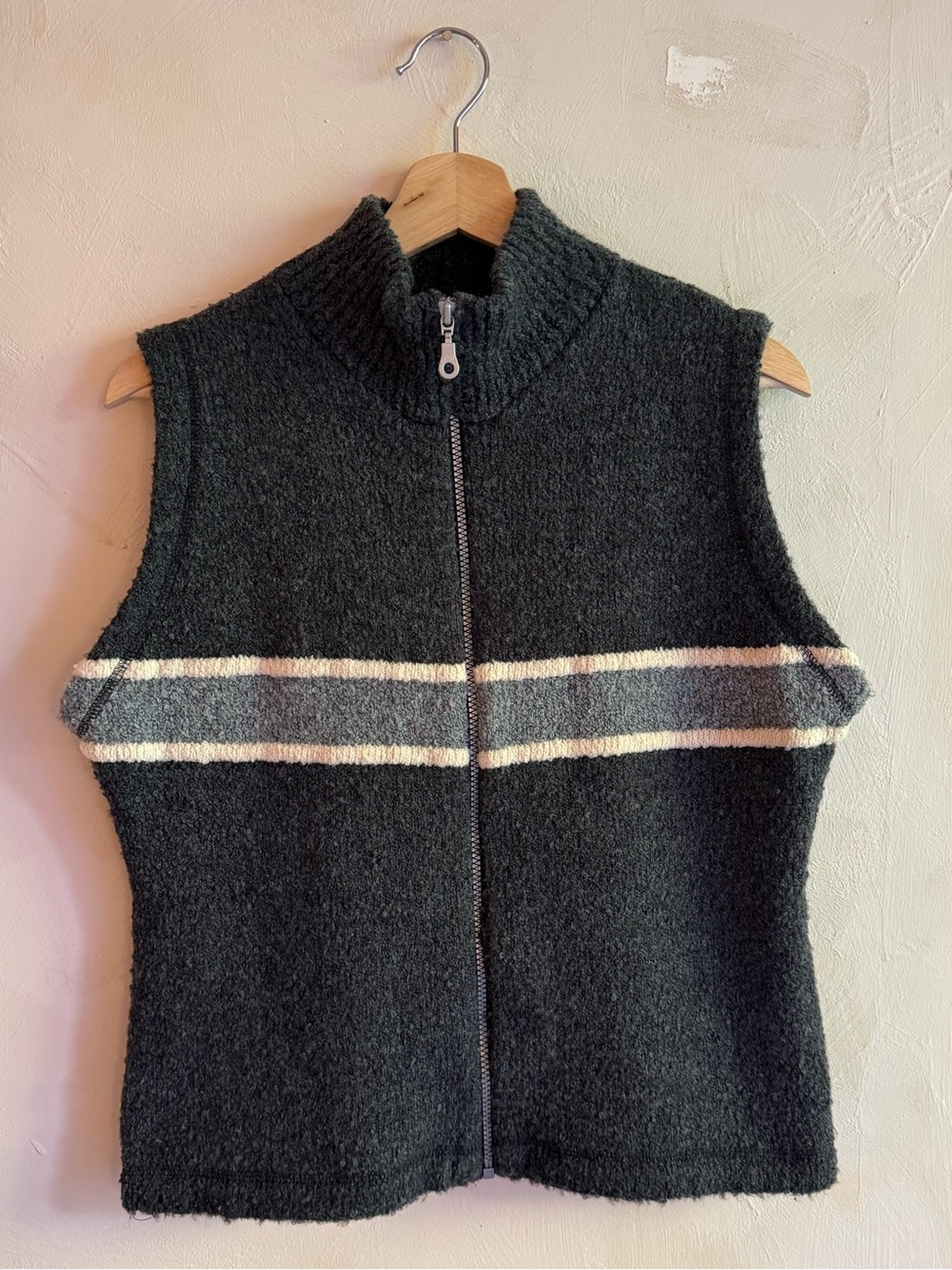 BHS | Charcoal Boucle Knit | Zip Vest | Striped Sweater Vest | 18-20